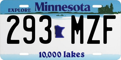 MN license plate 293MZF