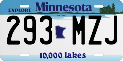 MN license plate 293MZJ