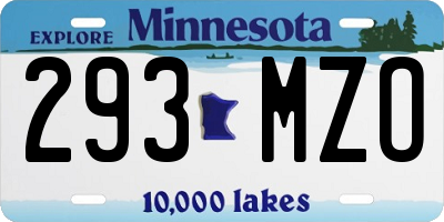 MN license plate 293MZO