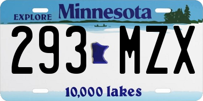 MN license plate 293MZX