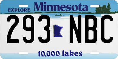 MN license plate 293NBC