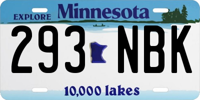 MN license plate 293NBK