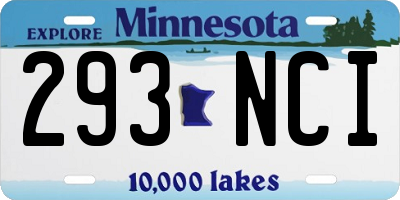 MN license plate 293NCI