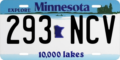 MN license plate 293NCV