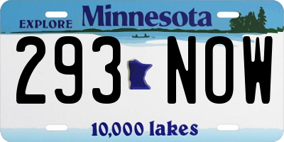 MN license plate 293NOW