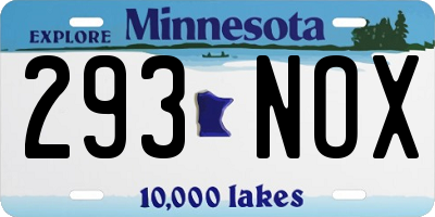 MN license plate 293NOX
