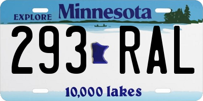 MN license plate 293RAL