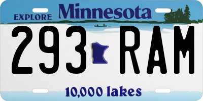 MN license plate 293RAM