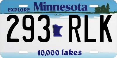MN license plate 293RLK