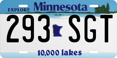 MN license plate 293SGT