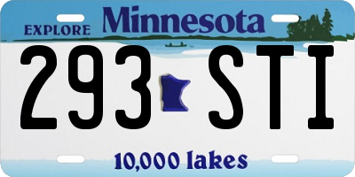 MN license plate 293STI