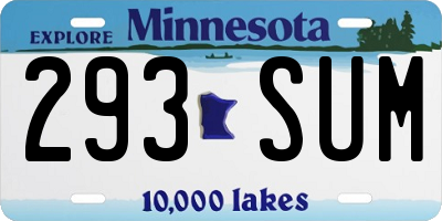 MN license plate 293SUM