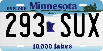 MN license plate 293SUX