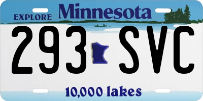 MN license plate 293SVC