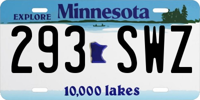MN license plate 293SWZ