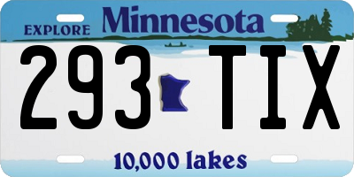 MN license plate 293TIX