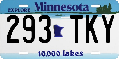 MN license plate 293TKY