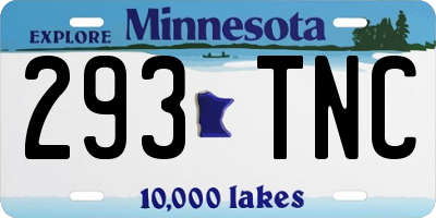 MN license plate 293TNC