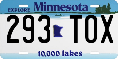 MN license plate 293TOX