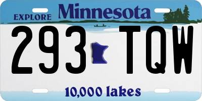 MN license plate 293TQW