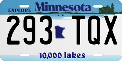 MN license plate 293TQX