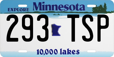 MN license plate 293TSP