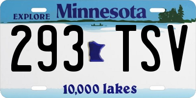 MN license plate 293TSV