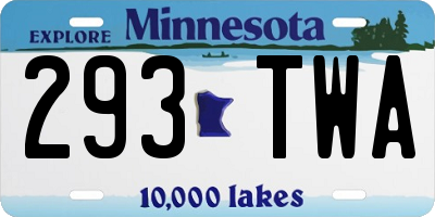 MN license plate 293TWA