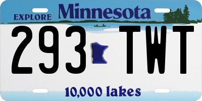 MN license plate 293TWT