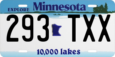 MN license plate 293TXX