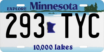 MN license plate 293TYC