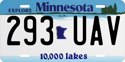MN license plate 293UAV