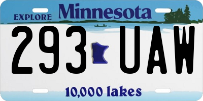 MN license plate 293UAW