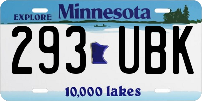MN license plate 293UBK