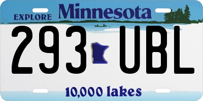 MN license plate 293UBL