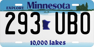 MN license plate 293UBO