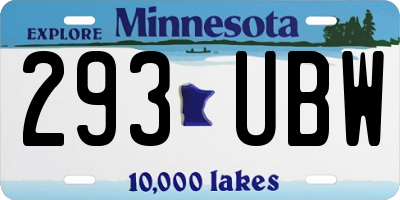 MN license plate 293UBW