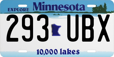MN license plate 293UBX