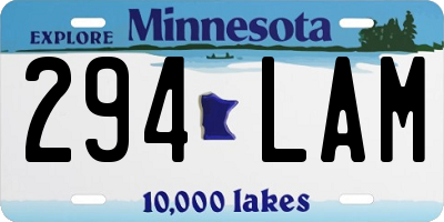 MN license plate 294LAM
