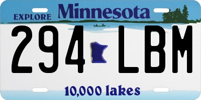 MN license plate 294LBM
