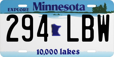 MN license plate 294LBW