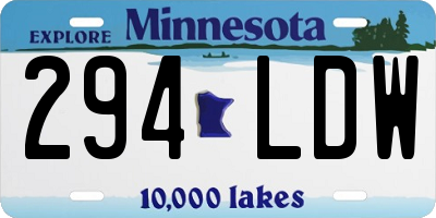 MN license plate 294LDW
