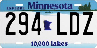 MN license plate 294LDZ