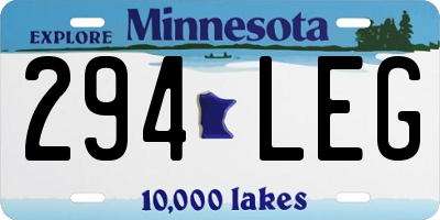 MN license plate 294LEG