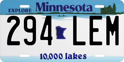 MN license plate 294LEM