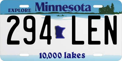 MN license plate 294LEN