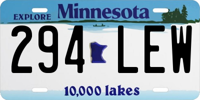 MN license plate 294LEW