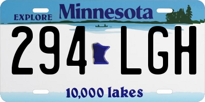MN license plate 294LGH