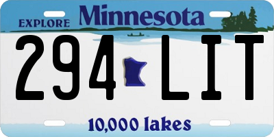 MN license plate 294LIT