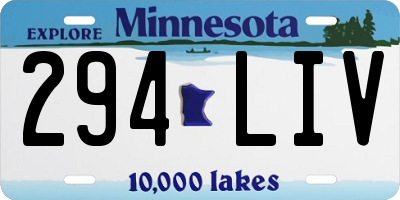 MN license plate 294LIV